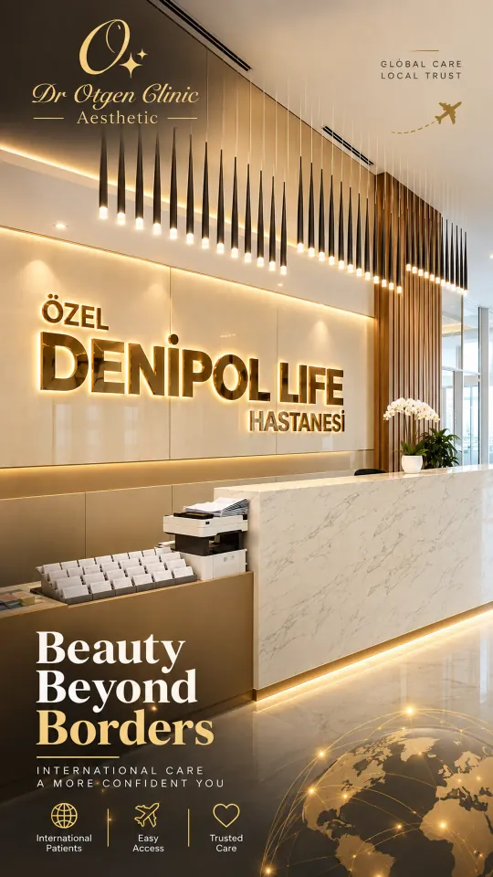 Dr Otgen Clinic resepsiyonu ve karşılama alanı – Beauty Beyond Borders Instagram Reel kapağı